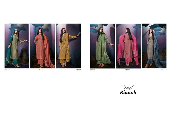 Kiansh By Ganga Russian Silk Printed Dress Material Wholesale Shop in Surat